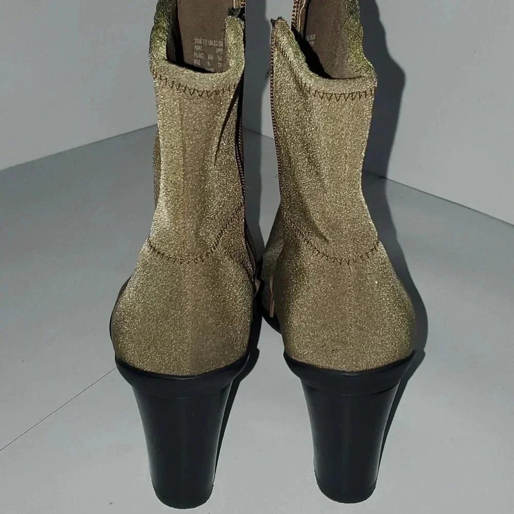 Apostrophe Womens Ankle Boot Heels Size 10M Beige Fabric Pointed Toe 'Naomi' - Picture 4 of 15